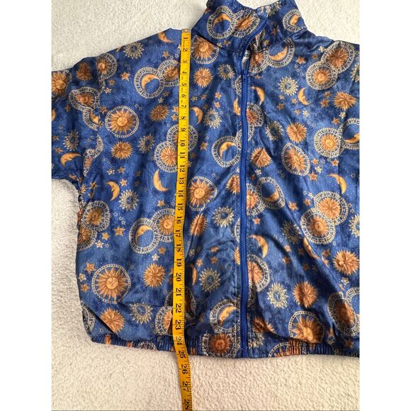 Vintage Blue Windbreaker Zodiac Print Womens Size XL - Picture 6 of 11